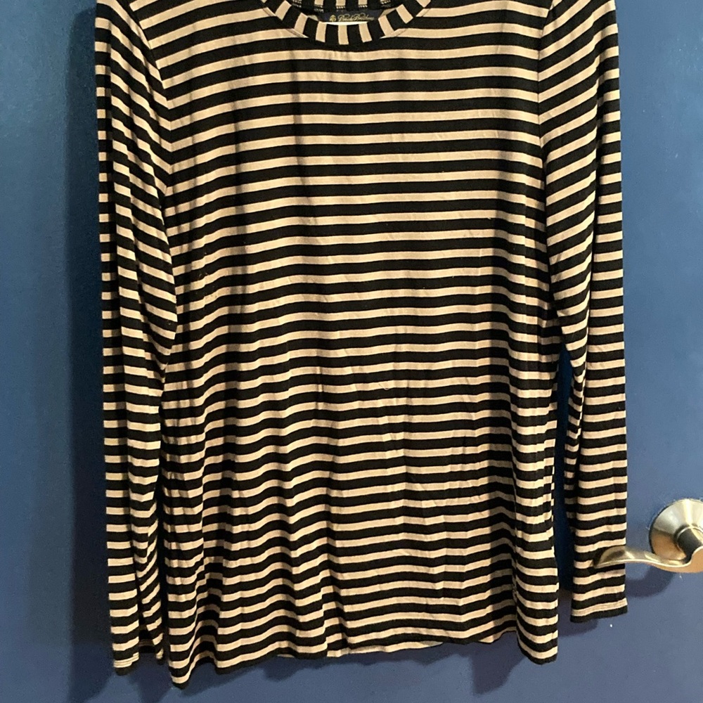 Brooks Brothers Black and beige Striped Long Sleeve Tee